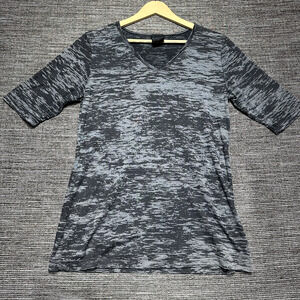 Sledge USA Y2K Top T Shirt Women's L Gray Blue V Neck